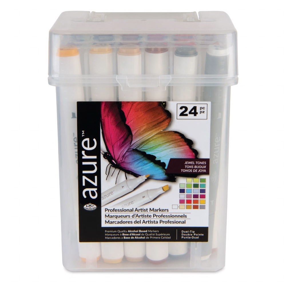 Royal & Langnickel Azure Dual Tip Markers - Set of 24, Jewel Tones Colors New